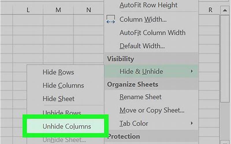 Excel Unhide Columns
