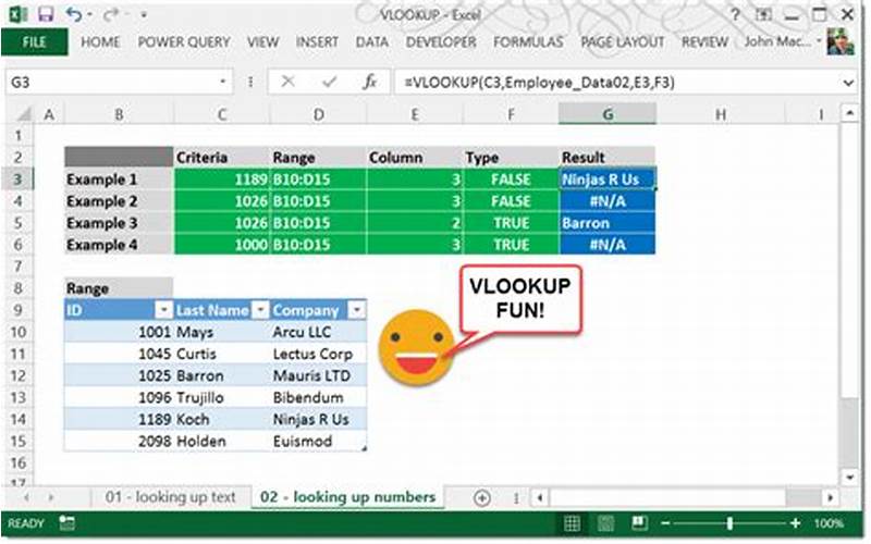 Excel Vlookup Formula