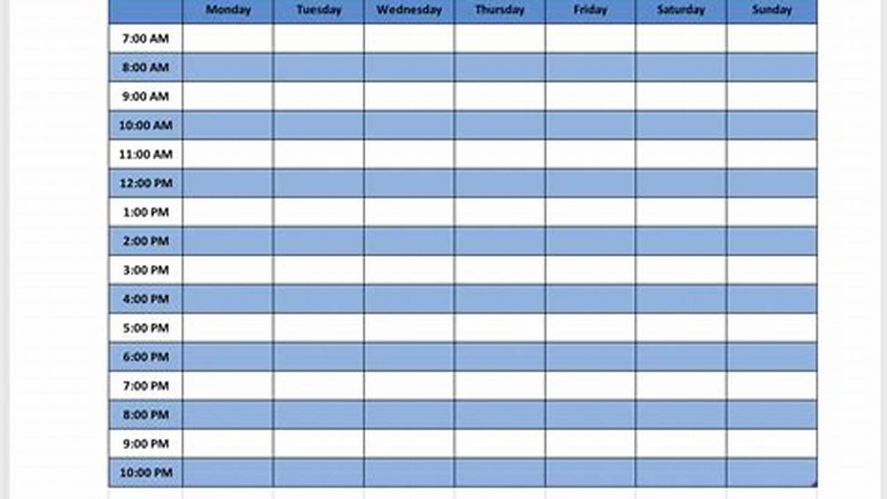 Excel Weekly Planner Template 2024