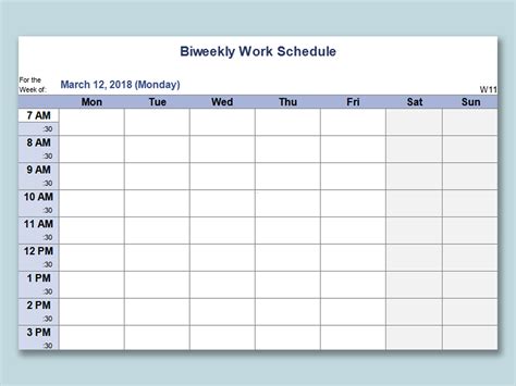 Weekly Work Schedule Excel spreadsheet Free source code, tutorials