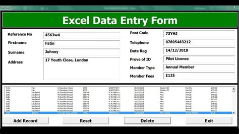 Data Entry Spreadsheet Template —