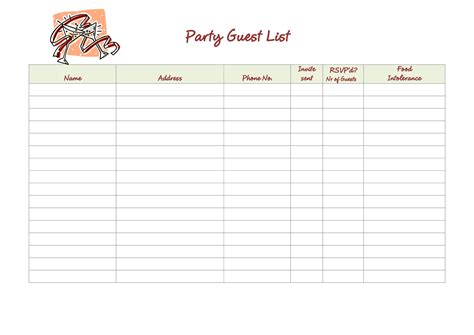 10+ Guest List Templates Free Printable Excel, Word & PDF Formats