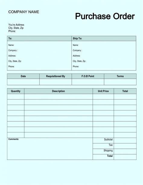 Free Printable Purchase Order Template Business PSD, Excel, Word, PDF