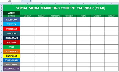 Social Media Calender Template Excel 2014 Editorial Planner for