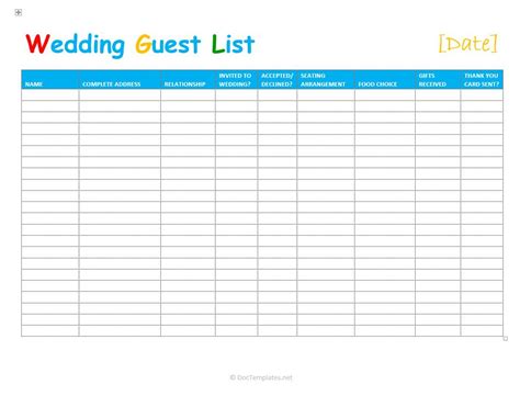 Wedding Guest Excel Spreadsheet pertaining to 7 Free Wedding Guest List