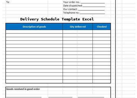 Delivery Schedule Template In Excel Format Excel TMP