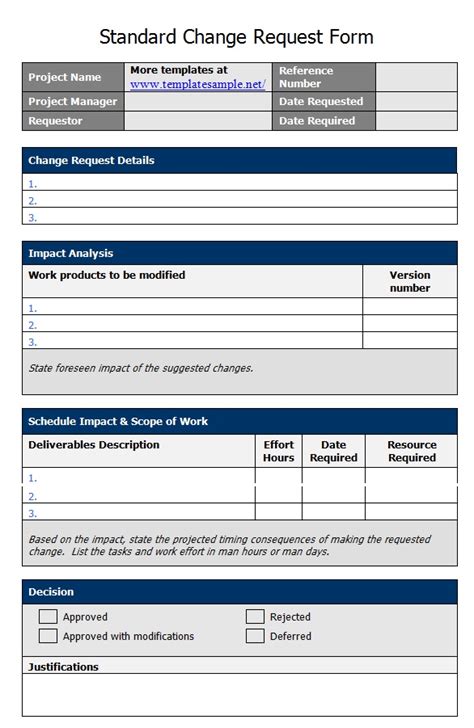 Change Request Form Template Change Request Form Excel