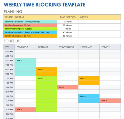 Excel Block Schedule Template