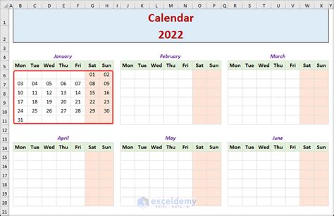 Excel Calendar Formatting