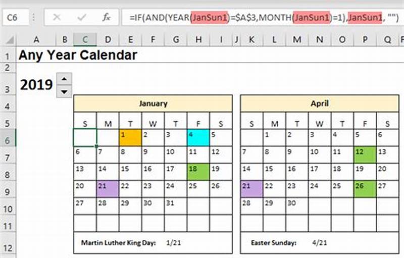 Excel Calendar With Formulas