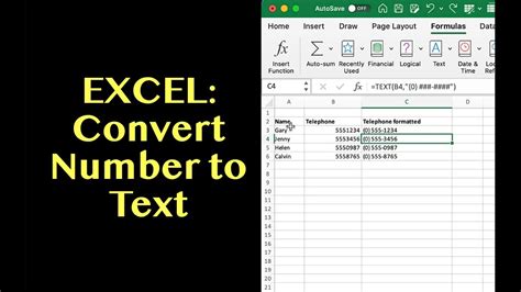 Excel Formula to Convert Number to Text