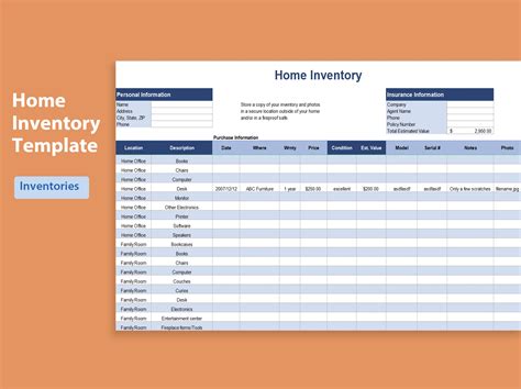 Free Home Inventory Spreadsheet Template for Excel