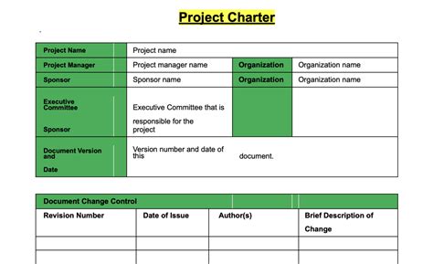 Excel Project Charter Template