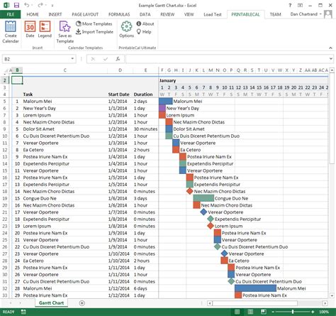 Excel Spreadsheet Gantt Chart Template —