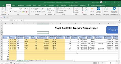 Excel Spreadsheet Template For Tracking Stocks - SCIENCE EDUCATION