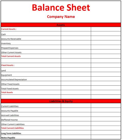 Balance Sheet Excel Template example Templates at