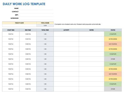 Employee Daily Task Log Template for Excel Excel Templates