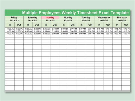 Excel Biweekly Payroll Timesheet for Multiple Employees