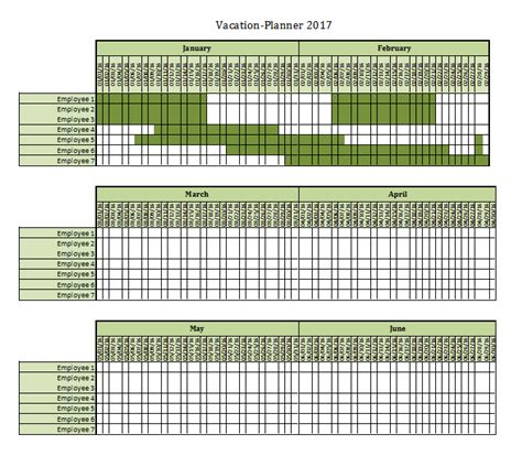 4 Vacation Schedule Templates Excel xlts