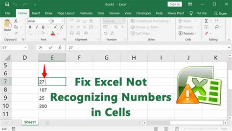Excel is Not Recognizing Numbers in Cells: