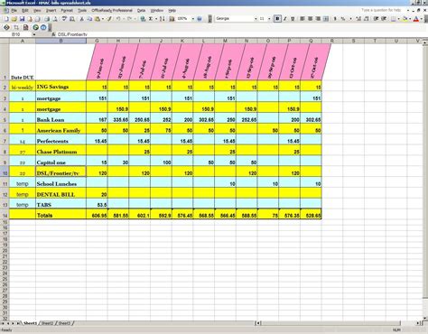 Excel spreadsheet
