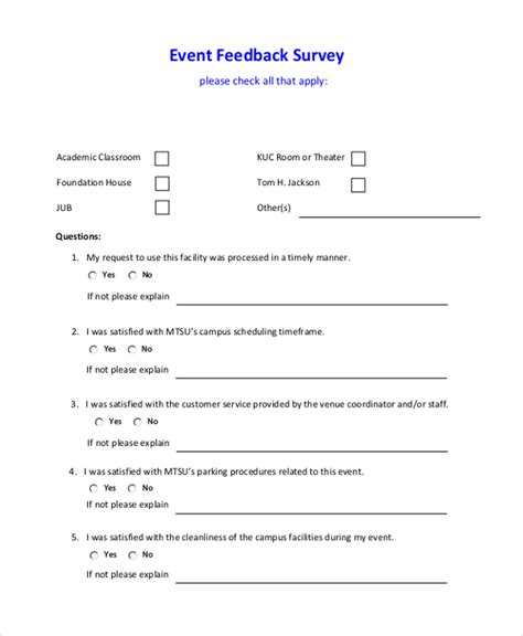 FREE 9+ Sample Event Feedback Forms in PDF MS Word Excel