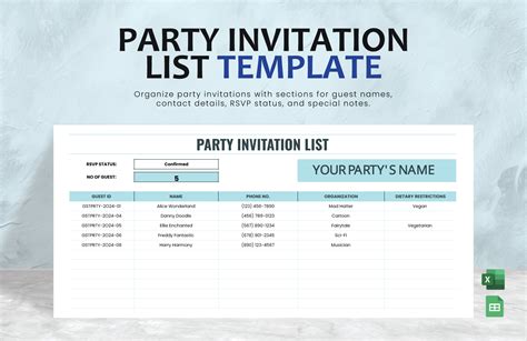 Wedding Guestlist Template for Excel