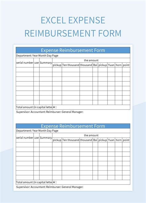Free Expense Reimbursement Form for Excel