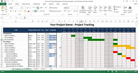 Project Management With Excel Template Free