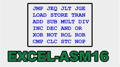 Excel-ASM16 assembly language
