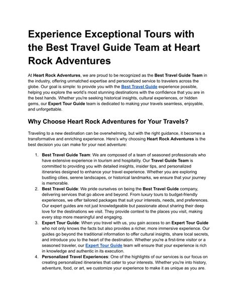 Exceptional Tour Experience