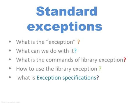 Exceptions to the Standard Rule