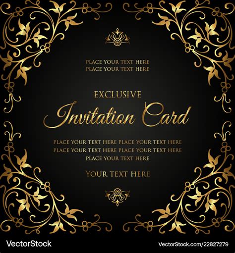 Exclusive invitation card black and gold style Vector Image