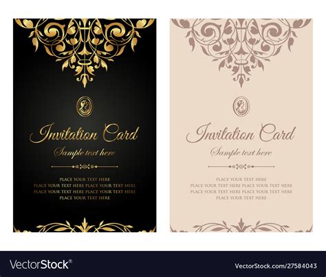 Exclusive invitation card black and gold style Vector Image