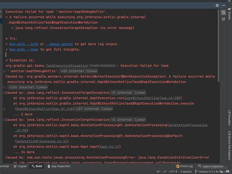 Troubleshooting the app: How to fix Execution Failed for Task App Kaptdebugkotlin error
