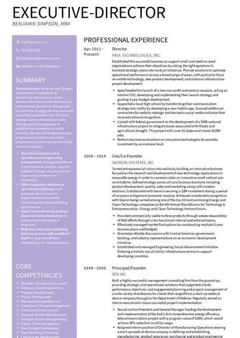 Executive Director Resume Sample karoosha