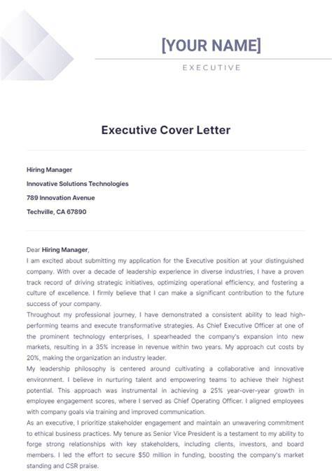 Executive Job Cover Letter Example