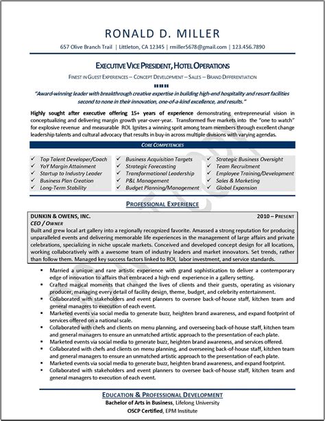 Executive Resume Samples 2020
