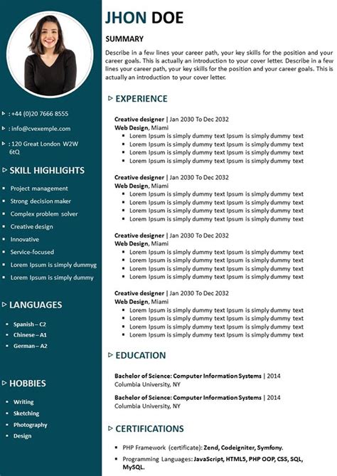 Exemple De Cv En Anglais Word