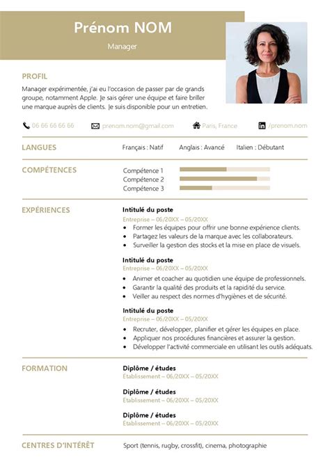 Exemple De Cv Manager