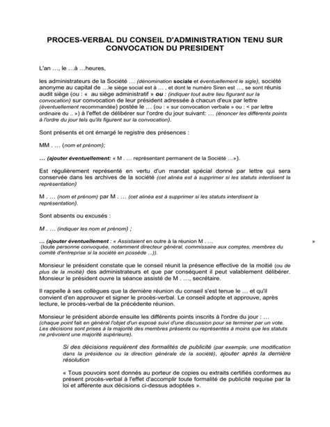 Qu’est-Ce Qu’un Procès Verbal Conseil D'administration ?