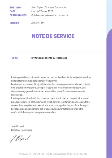 Exemple de Note de Service