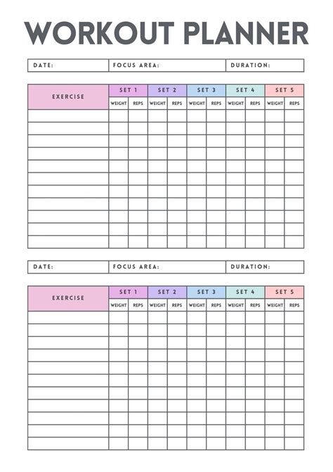 Exercise Workout Template