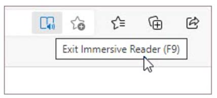 Exit Immersive Reader View in Microsoft Edge