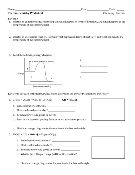 Exothermic And Endothermic Reactions Worksheet With Answers