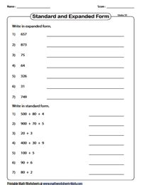 Expanded Form To Standard Form Worksheets Pdf: An Overview