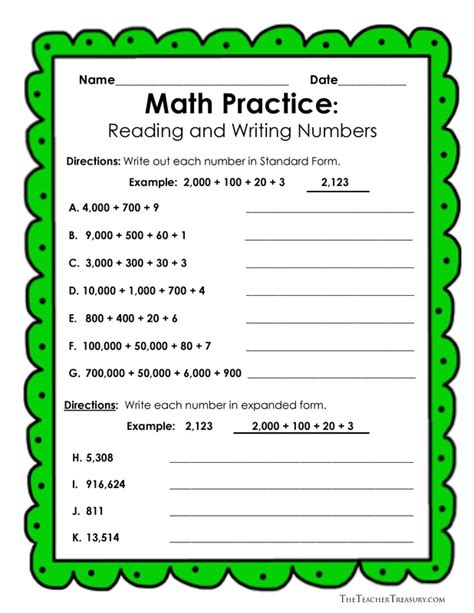 Expanded Form Standard Form Worksheets