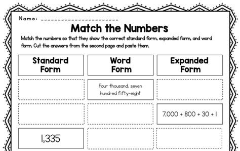Expanded Form Word Form Standard Form Worksheets