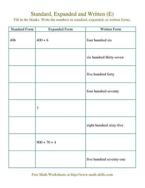 Expanded Word And Standard Form Worksheets