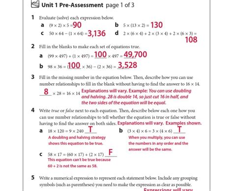 Explanation of Answer Key envision math grade 5 answer key pdf homework